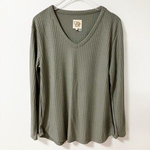 🔻 Chaser | Green Waffle Knit Top XL